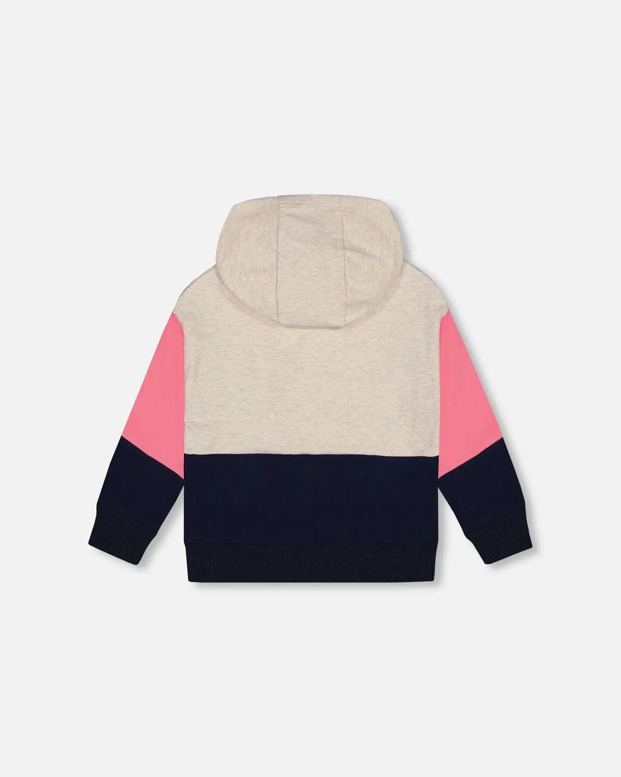 Hooded Sweatshirt Colorblock Beige, Navy And Pink | Deux par Deux | Jenni Kidz