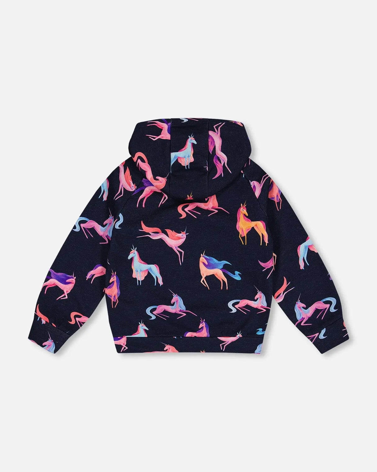 Hooded Sweatshirt Navy Printed Unicorn | Deux par Deux | Jenni Kidz