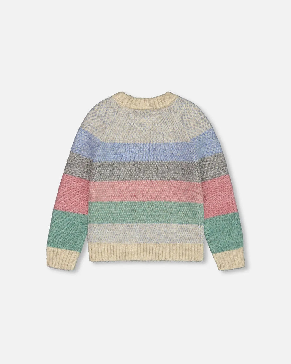 Horizontal Stripe Sweater Beige, Blue And Pink | Deux par Deux | Jenni Kidz