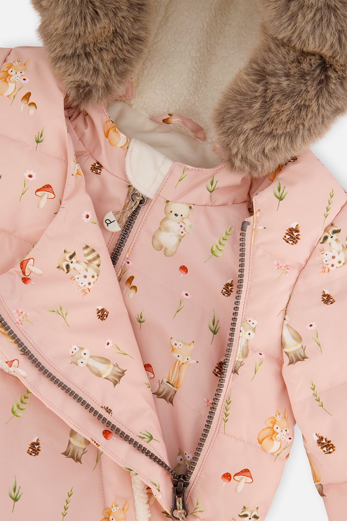 Deux par Deux pink animal print baby snowsuit, alternate view 4