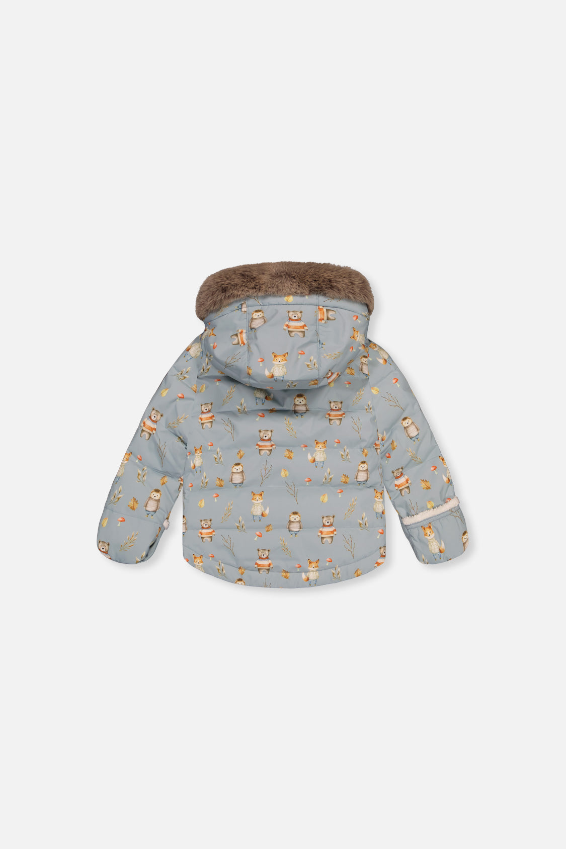 Deux par Deux blue animal print baby snowsuit, alternate view 3