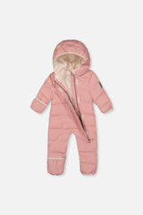 Baby Cloud One Piece Snowsuit Adapted For Car Seats Pale Dusty Pink-4