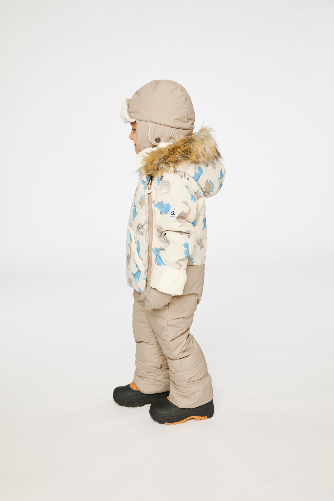 Baby Snug One Piece Snowsuit Adapted For Car Seats Blue Dinosaur Print-2
