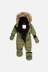 Deux par Deux Baby Original olive green snowsuit, alternate view 3