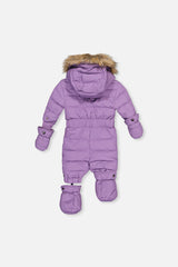 Baby Original One Piece Puffy Snowsuit With Removable Mittens And Boots Violet-4