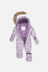 Deux par Deux purple mini flower baby puffy snowsuit, product photo 4