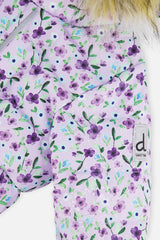 Deux par Deux purple mini flower baby puffy snowsuit, product photo 7