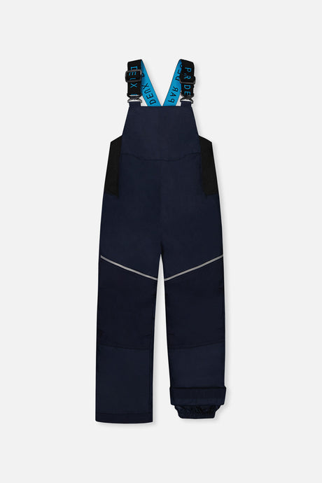 Deux par Deux blue snow pants with adjustable suspenders