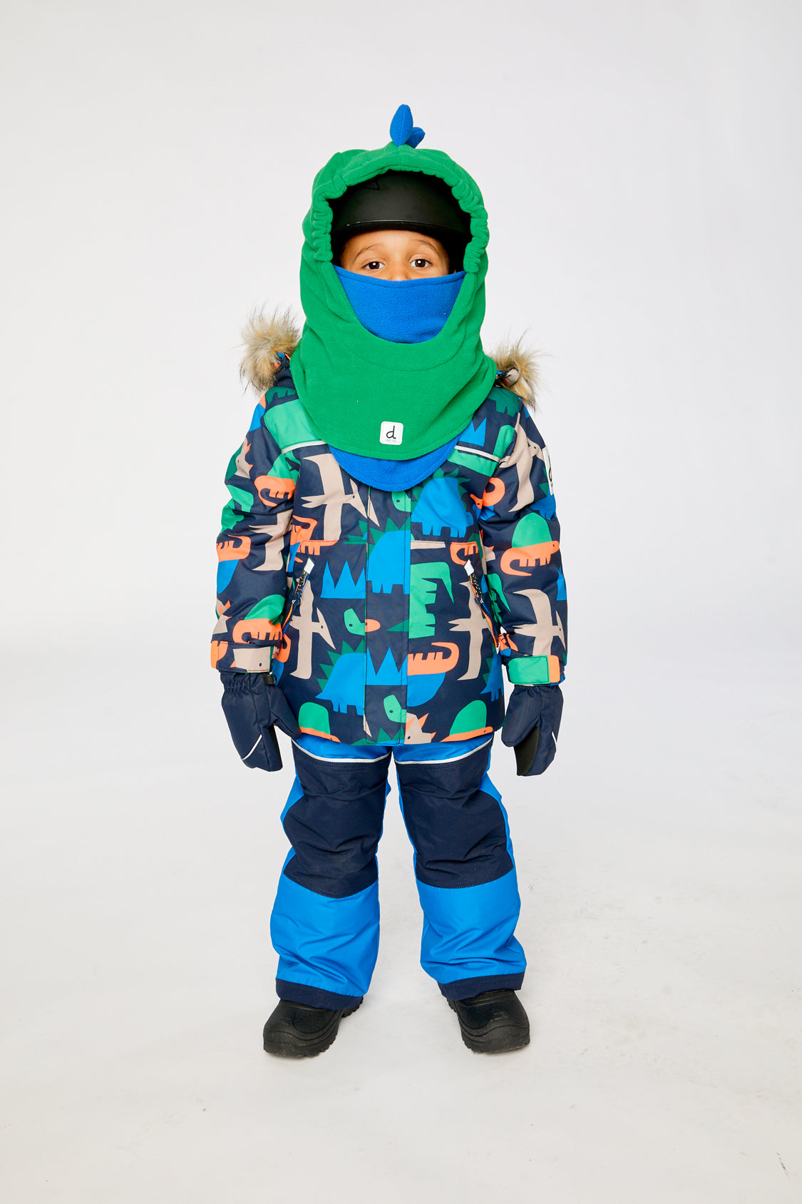 Two Piece Discover Snowsuit Blue Dinosaur Print-3
