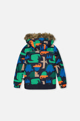 Deux par Deux boys' DISCOVER two-piece snowsuit in Blue Dinosaur Print, additional product view