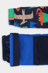 Deux par Deux boys' DISCOVER two-piece snowsuit in Blue Dinosaur Print, additional product view