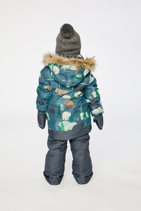 Two Piece Discover Snowsuit Blue Bear Print-3