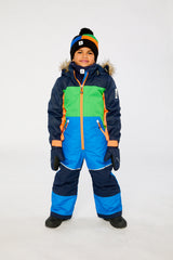 Kids One Piece Discover Snowsuit Blue Green And Orange-1