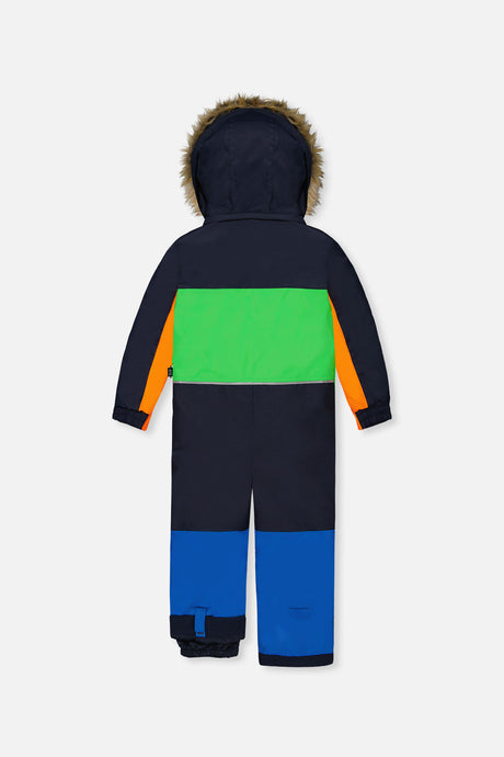 Kids One Piece Discover Snowsuit Blue Green And Orange-4