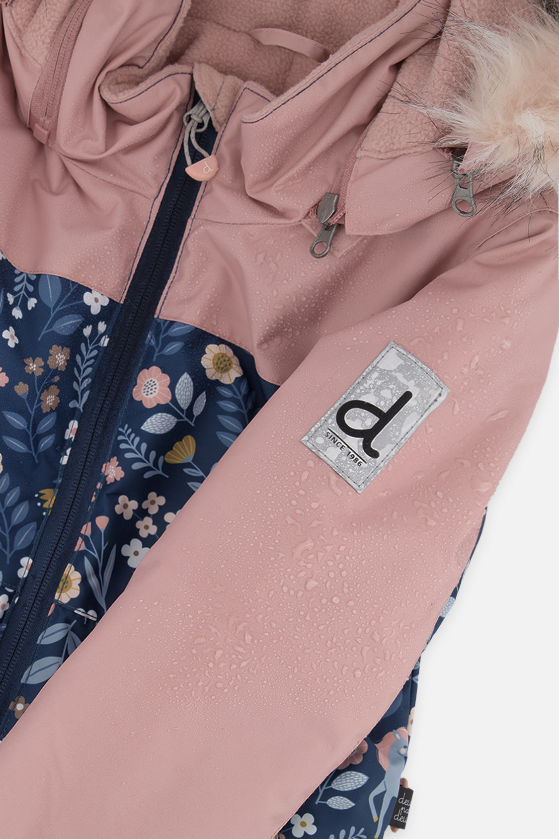 Deux par Deux blue and pink unicorn DISCOVER one-piece snowsuit, product photo 4