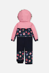 Deux par Deux blue floral DISCOVER one-piece snowsuit, product photo 2