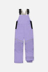 Deux par Deux DISCOVER lavender bib snow pants with suspenders, front view