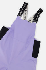 Close-up of the Deux par Deux lavender DISCOVER bib and suspenders
