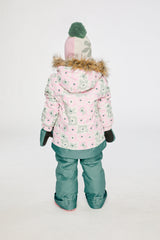 Two Piece Discover Snowsuit White With Retro Pink Print-3