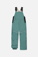 Deux par Deux DISCOVER sage green bib snow pants with suspenders, front view