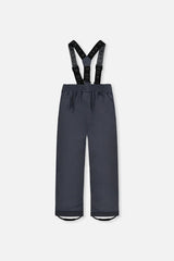 Deux par Deux charcoal CHILL snow pants with suspenders, back view