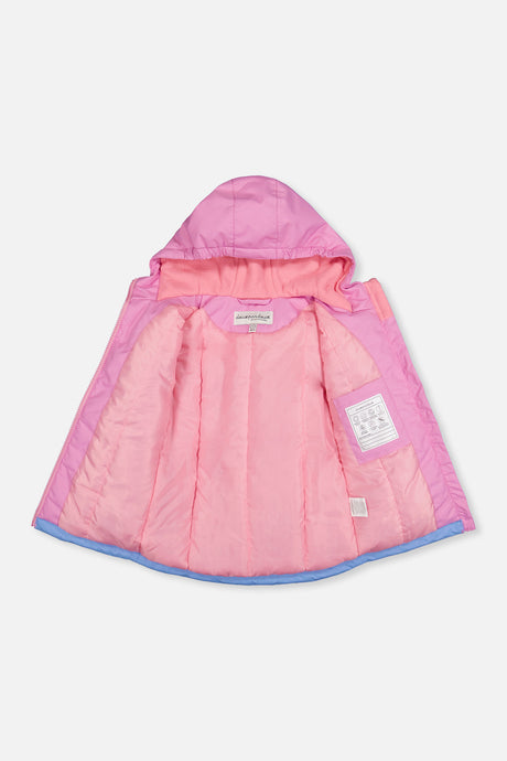 Deux par Deux pink CHILL jacket opened to show the pink taffeta lining