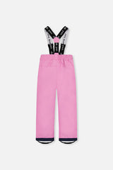 Deux par Deux pink CHILL snow pants with suspenders, back view