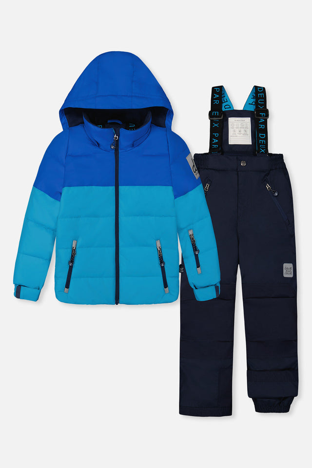 Two Piece Play Snowsuit Light And Dark Blue With Navy Pants-0