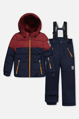 Two Piece Play Snowsuit Navy And Burgundy With Navy Pants-0