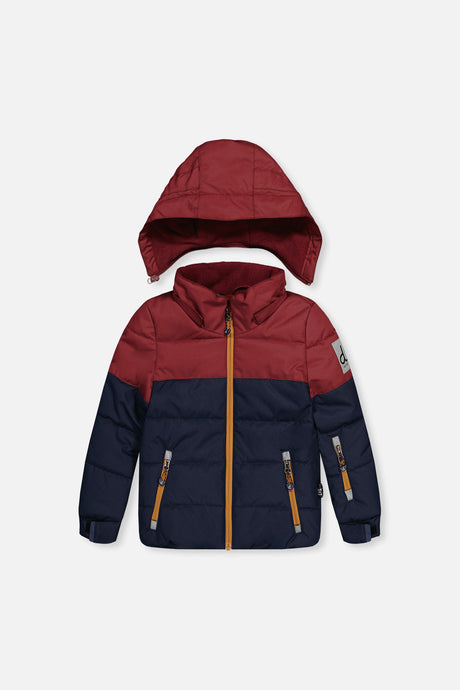 Boys navy burgundy -30°C waterproof winter snowsuit