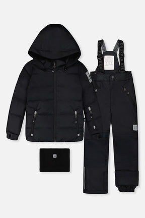 Deux par Deux boys black two-piece PLAY snowsuit