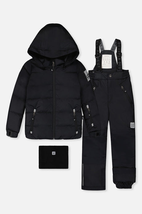 Deux par Deux boys black two-piece PLAY snowsuit