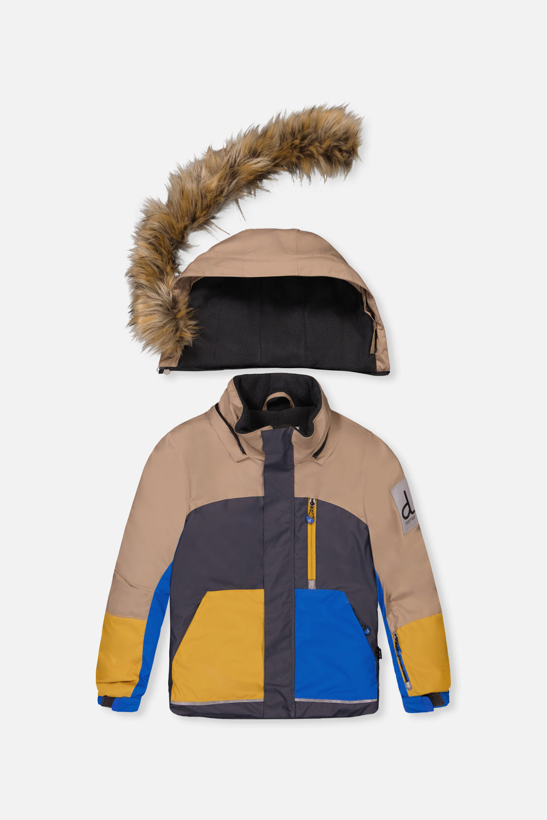 Two Piece Play Snowsuit Colorblock With Grey And Blue Dinosaur Print Pants-4