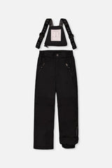 Deux par Deux PLAY black snow pants with suspenders, front view