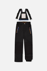 Deux par Deux boys' PLAY snowsuit, blue and orange gradient jacket with black pants, another studio view