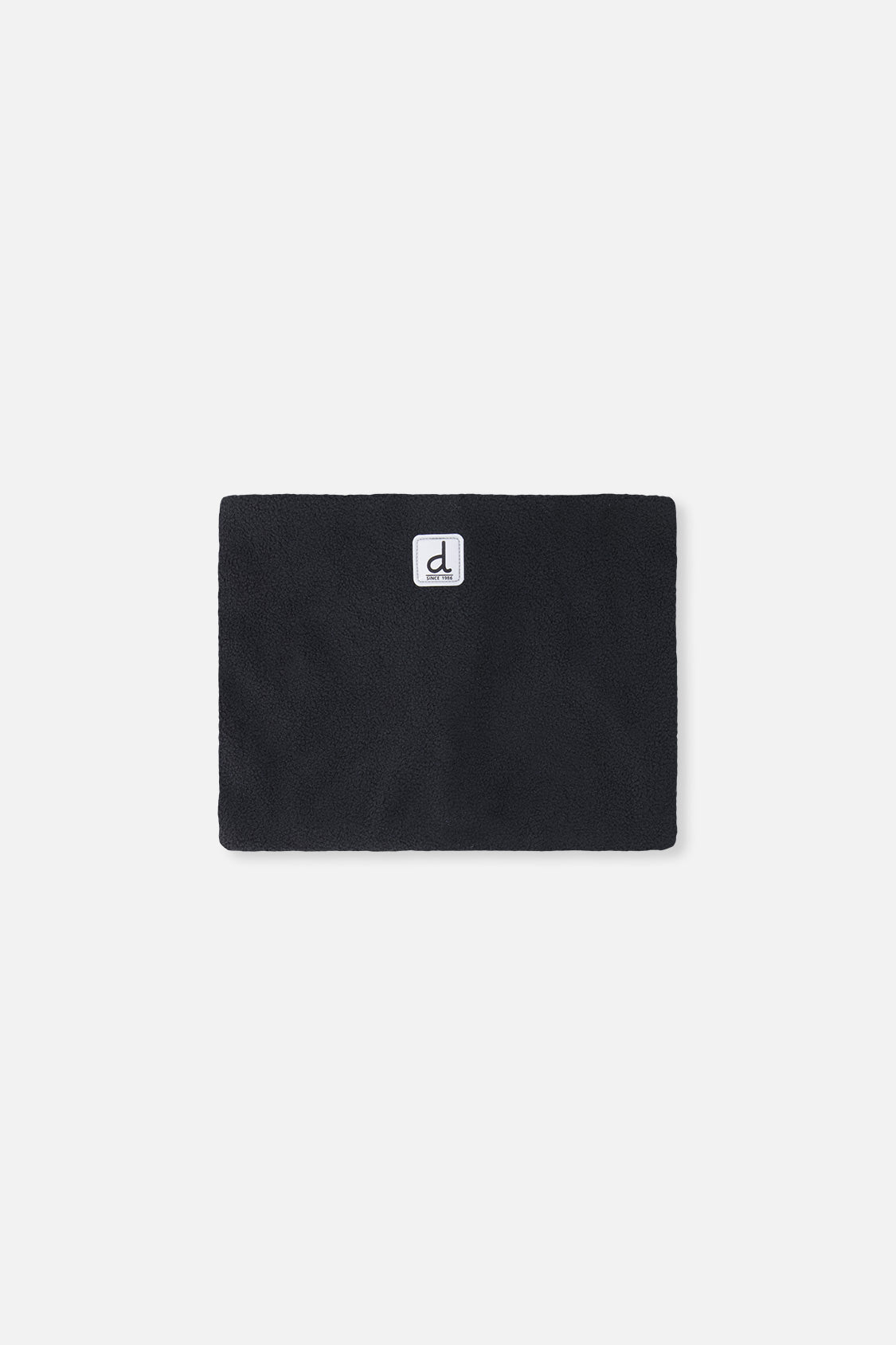 Black polar fleece neckwarmer included with the Deux par Deux black and beige PLAY snowsuit