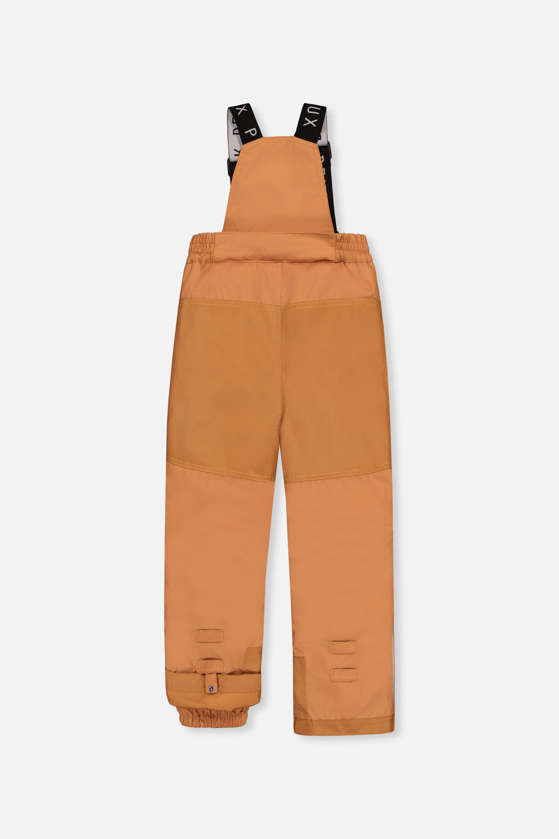 Deux par Deux boys' PLAY snowsuit with navy blue jacket and brown snow pants, alternate angle