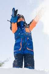 Kids One Piece Play Snowsuit Blue With Black Stripes-2