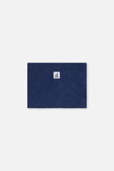 Navy polar fleece neckwarmer included with the Deux par Deux striped PLAY one-piece snowsuit