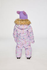 Baby One Piece Snowsuit Adapted For Car Seats Purple Cat Print-3