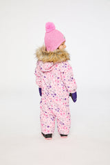 Baby One Piece Snowsuit Adapted For Car Seats Pink Mini Flower Print-3