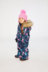 Baby One Piece Snowsuit Adapted For Car Seats Blue Floral Print-2
