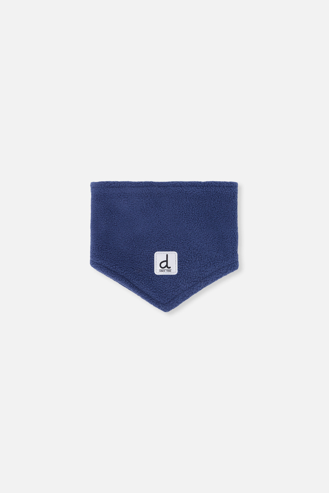 Navy polar fleece neckwarmer included with the baby snowsuit