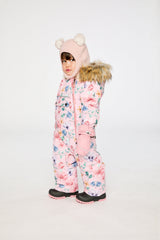Baby One Piece Snowsuit Adapted For Car Seats Pink Floral Print-4