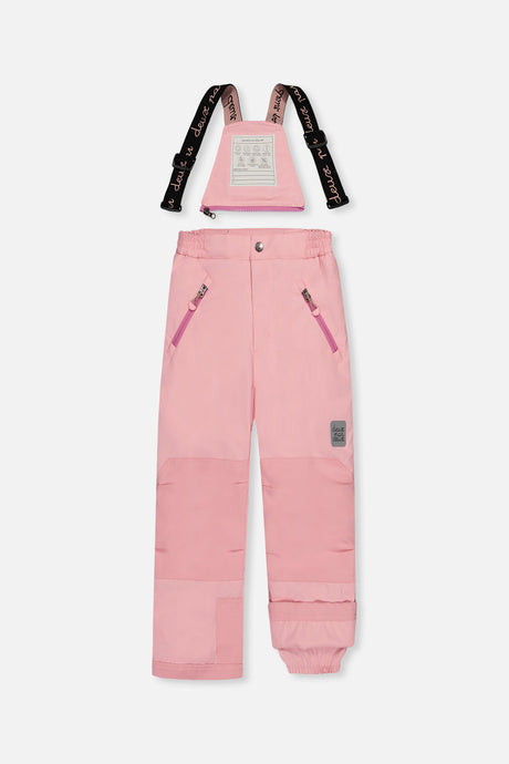 Deux par Deux girls light pink snowsuit with neckwarmer