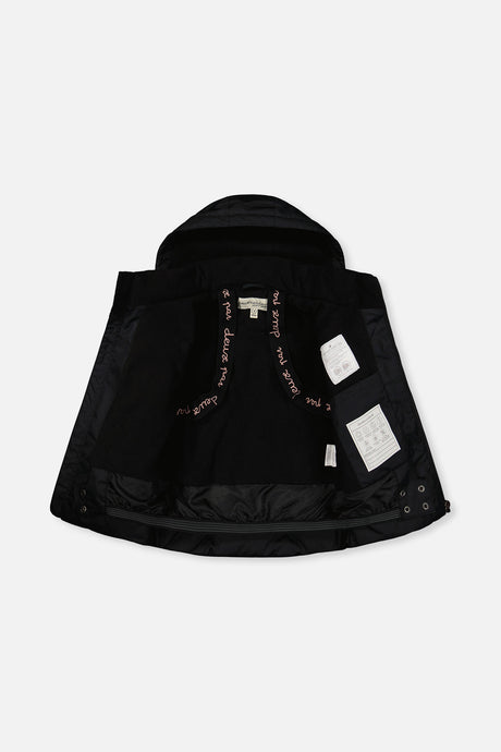 Girls black waterproof snowsuit Cordura reinforcement detail