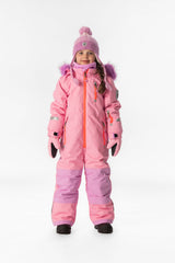 Kids One Piece Play Snowsuit Pink-1