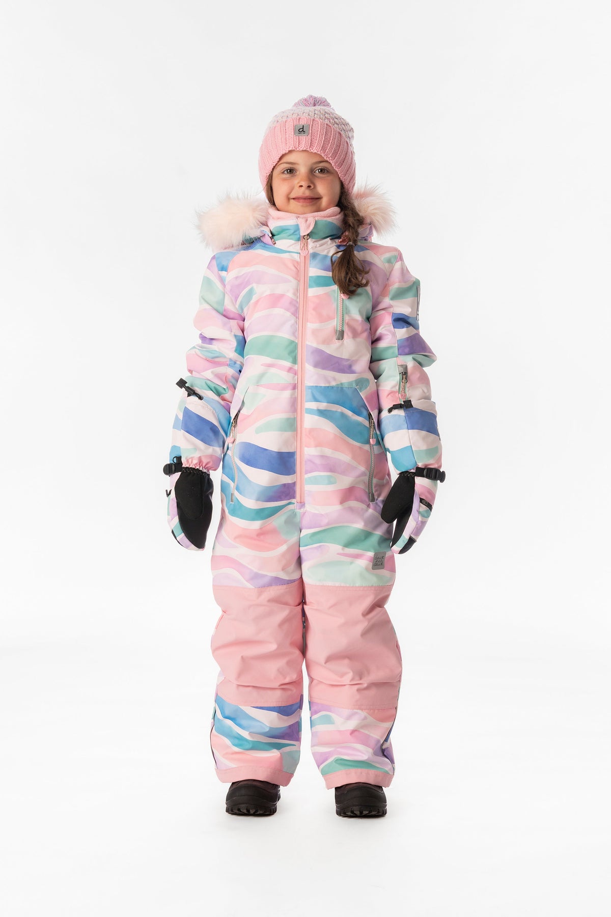 Kids One Piece Play Snowsuit Multicolored Line Print-1