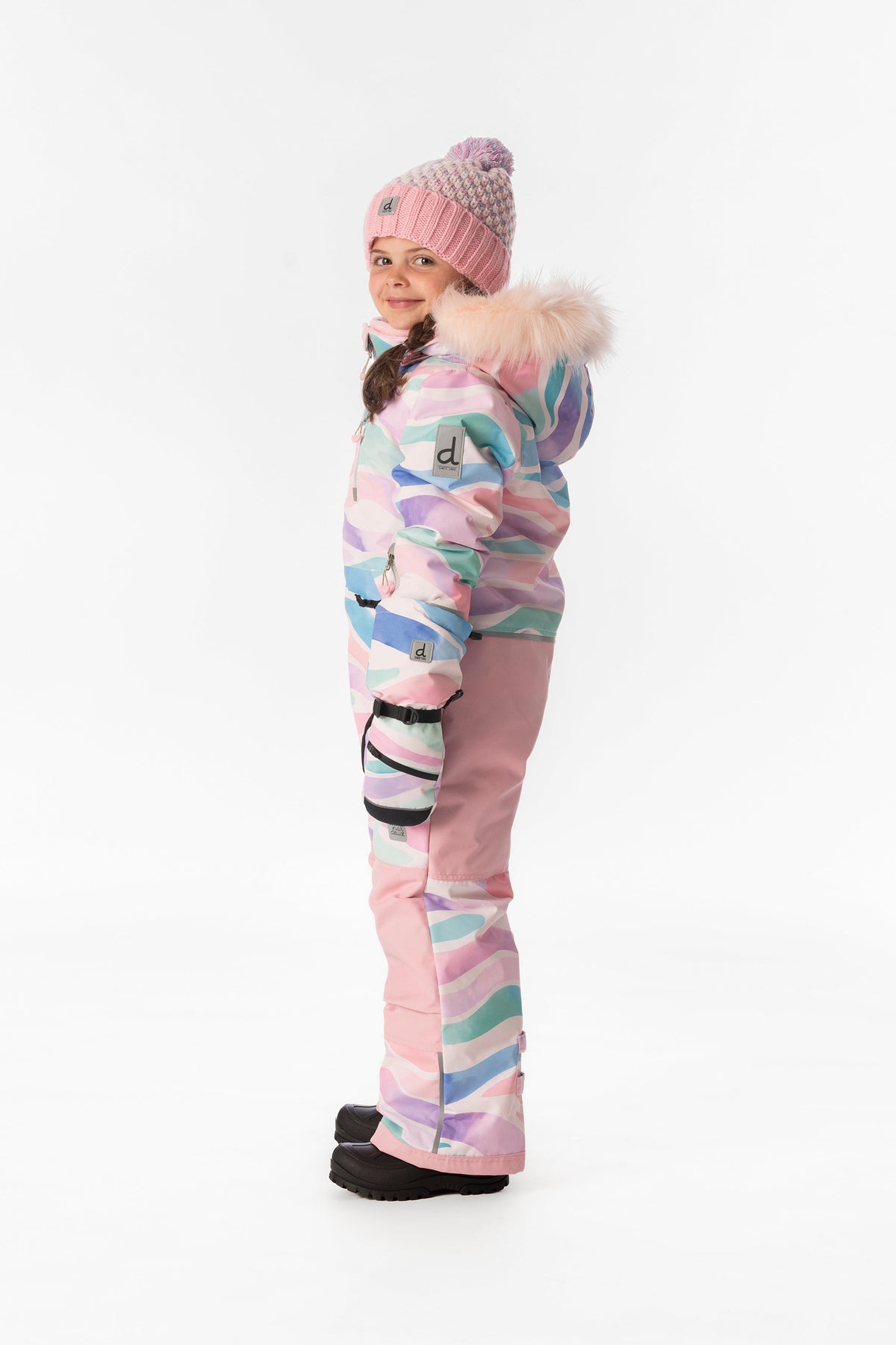 Kids One Piece Play Snowsuit Multicolored Line Print-2