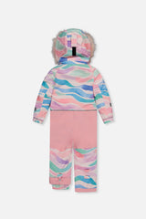 Kids One Piece Play Snowsuit Multicolored Line Print-4